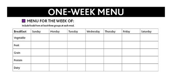 preview of One Week Menu