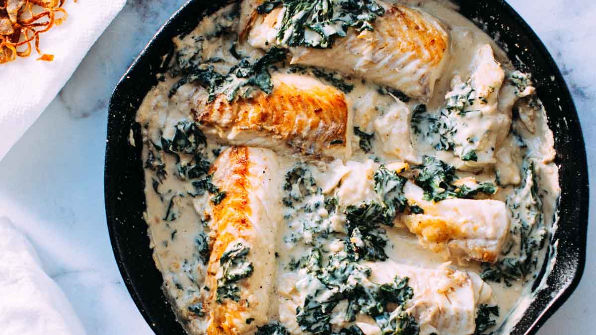 Fish in creamed sauce